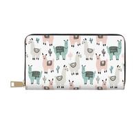 Novastar Carteras delgadas y delgadas de cuero para mujeres y hombres - Caricaturas lindas y divertidas de alpaca con diseño de cactus para mujeres y hombres con cremallera