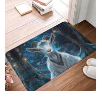 Novastar Felpudo de entrada para interior y exterior, diseño de cabra medita, alfombra de cocina, lavable, fina, para debajo de la puerta, alfombra de baño, 40,6 x 61 cm