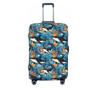 Novastar Funda protectora para equipaje, suave con estampado de ballenas asesinas submarinas de dibujos animados para maletas de pulgadas, Negro, 25-28