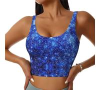 Novastar Sujetadores deportivos para mujer de alto soporte - Blurred Star Snow Christmas Running Crop Workout Tank Top para mujer, Negro, X-Large