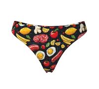 Novastar Tangas sin costuras para mujer - Cute Food 1 Print Ladies Omfy No Show Underwear Bikini Bragas, Negro, XS