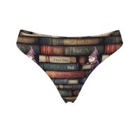 Novastar Tangas sin costuras para mujer - Retro Books 1 Print Ladies Omfy No Show Underwear Bikini Bragas, Negro, XS