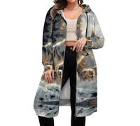 Novastar Wolf Family Winter Wonderland - Sudadera con capucha para mujer, manga larga, con cremallera, con bolsillos, Style-31, L