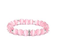 Novastra Pulseras De Cristal for Mujer, Hechas A Mano, Con Cuentas Elásticas De Piedra Redonda De 8 Mm, Que Infunden Fuerza Y coraje En La Vida. Un Regalo De Cumpleaños Curativo.(Rosa)