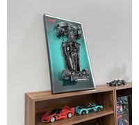 NOVDA Pizarra de pared compatible con Lego Mercedes-AMG F1 W14 E 42171 coche de carreras, con luces LED y mando a distancia, marco de 75 x 45 cm para colecciones en la oficina en casa, salón (no