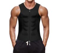 NOVECASA Chaleco Sauna Hombre Compresion de Neopreno Chaleco Modelador Camiseta Reductora para Adelgazante Sudoración Musculación (L, Negro con Cremallera)
