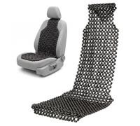 NOVECRAFTO Funda de asiento de coche con cuentas de madera - Masajeador de cuentas de madera natural para coche, furgoneta, camión y taxi - Cojín de asiento transpirable - Ajuste universal - 131 x 51