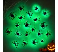 Novedad 2026 Murciélagos 3D Luminosos Halloween, Decoración de Pared LED y Pegatinas 3D para Ventana, Puerta, Pared, Fiesta, Interior y Exterior (45 Pcs Spider)