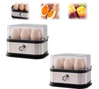 Novedad 2026: Vaporera Multifuncional Para Huevos Con Tapa Transparente - Cocedor Eléctrico Compacto Para 6 Huevos - Acero Inoxidable 304 - Funciones: Huevos Duros, Escalfados Y Tortillas(Black-2PCS)