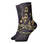 Novedad informal Calcetines de equipo 12 pulgadas Notas musicales Olas Impresión completa Trotar Correr Fitness Deporte Yoga Gimnasio Calcetín de moda para hombres, mujeres, niñas y niños