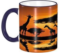 Novedad Tazas de Café Árbol de jirafa de la Marina de África Taza de Cerámica Maravillosa Taza de Desayuno para Cocina Día de la Madre 330ml