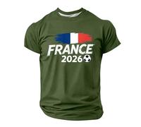 Novedades 2026 Camiseta de manga corta con cuello redondo estampado de letras de ciudad - Camiseta clásica de ocio para todos, material ligero y transpirable, moderno para el día a día., Verde oscuro