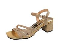 Novedades 2027 Sandalias romanas de moda de tacón bajo piso plano punta cuadrada, dorado, 42 EU