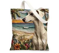 Novedosa bolsa de lona de perro galgo para ir de compras de 13 x 15 pulgadas, bolsa de comestibles reutilizable para mujeres, mascotas, trabajo, viajes, pintura, decoración de regalo