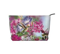 Novedosa bolsa de maquillaje de pana de colibrí, versátil bolsa de cosméticos con cremallera para uso diario y organizador de capacidad de viaje, Black, Talla única