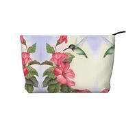 Novedosa bolsa de maquillaje de pana de colibrí, versátil bolsa de cosméticos con cremallera para uso diario y organizador de capacidad de viaje, Black, Talla única