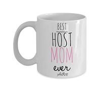 Novedosa taza de café de cerámica con texto en inglés "Best Host Mom Ever", taza nueva taza de aniversario, cumpleaños, tazas de té, decoración del hogar, 325 ml