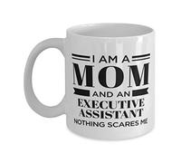 Novedosa taza de café de cerámica para asistente ejecutivo, taza con texto en inglés "I'm A Mom and Nothing Scares Me", taza de té, aniversario, cumpleaños, decoración del hogar, 325 ml