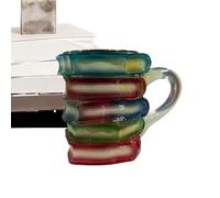 Novedosa taza de café | Taza de té de vidrio de libro de colores 3D hecha a mano | Tazas de resistentes al calor, suministros de cocina para whisky, cerveza, cócteles
