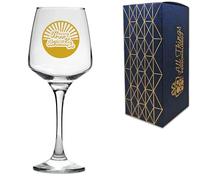 Novedoso diseño retro de feliz cumpleaños con estampado dorado Tallo rojo blanco rosa Prosecco copa de vino 400 ml/396.9 g, caja de regalo incluida, regalo para mujeres, mamá, esposa, hermana, ella