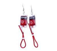 Novedosos aretes de simulación caprichosa de plasma tipo sangre subcultura Y2k Girl Ear Stud Collar simulación plasma bolsa tipo gancho para la oreja, Type O, como se describe, como se describe