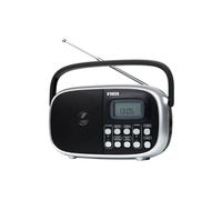 N'OVEEN PR850 - Radio portátil FM/MW/SW plateada y negra, despertador, pantalla y antena telescópica