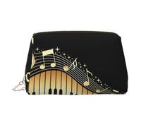 Novel Music Note - Bolsa organizadora de artículos de tocador de piel, bolsa de maquillaje para mujer, Gold, Talla única, Neceser