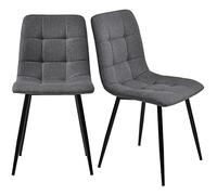 Novela Juego de 4 sillas de comedor, sillas de comedor y cocina, asiento de lino, estructura de metal, con respaldo, cómodas sillas de comedor y de salón de diseño moderno (gris)