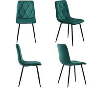 Novela Juego de 4 sillas de comedor, sillas de comedor y cocina, asiento de terciopelo, estructura de metal, con respaldo, cómodas sillas de comedor y de salón de diseño moderno (verde oscuro)
