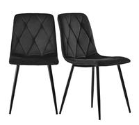 Novela Juego de 4 sillas de comedor, sillas de comedor y cocina, asiento de terciopelo, estructura de metal, con respaldo, cómodas sillas de comedor y de salón de diseño moderno (negro)