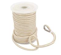 NovelBee 3/8 Inch X 50 Feet Double Braid Nylon Anchor Line with Stainless Steel Thimble and Plastic Chuck (White/Gold)