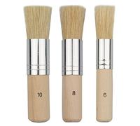 Novelfun Juego de 3 pinceles de madera con cerdas naturales, perfectos para pintura acrílica, pintura al óleo, proyecto de plantilla, fabricación de tarjetas y manualidades artísticas