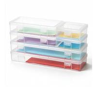 novelinks Caja de almacenamiento de plástico transparente apilable con tapa de bloqueo, organizador de accesorios para manualidades, caja de lápices, lego, lápices de colores, perlas (2 pequeños +