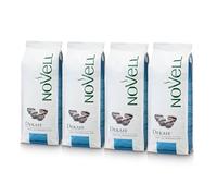 NOVELL - Café Descafeinado en Grano Natural 1kg | Descafeinado en Grano para Experiencia Gourmet Premium | 4 Bolsas de 250 g | Fácil Uso con Válvula Unidireccional