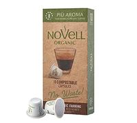 NOVELL - Café Piu Aroma Residuo 0 | Compatible con Cápsulas Nespresso | Experiencia de Café Orgánico Suave | Innovación y Sostenibilidad con Cápsulas 100% Compostables | 10 uds