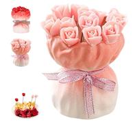 Novelty Artificial Rose Fruit Fork Set, 12 Pcs Rose Shaped Fruit Forks with Elegant Ceramic Storage Vase, ose Shaped ruit Forks with Elegant Ceramic Storage Vase, for Home Kitchen,Party (Pink)