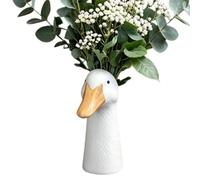 Novelty Ceramic Unique Flower Vases - Decorative Vase | Ceramic Goose Head Flower Planter Pot | Centerpiece Vase For Home Desk Shelf Bookshelf Mantel Fireplace Entryway Living Room Dining Room