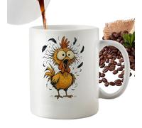 Novelty Chicken Tea Mug, 350 ml Ceramic Drink Cup, 3.74x3.15in Funny Coffee Cup with Handle Feature, Milk Water Drinkware, Cute Animal Pot with Decorative Style, Chicken Mug for Home Office