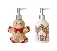 Novelty Christmas Character Soap Dispenser - 350ml Ceramic Hand Soap Dispenser Bathroom Soaps Dispensers for Kitchen/Bathroom | Refillable Dish Soaps Dispensers with Metal Pump - 2 Pack