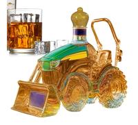 Novelty Liquor Decanter, Tractor Shaped Bottle, Glass with Detailed Design, Decorative Alcohol Storage Vessel, Rustic Cabinet Style, Whiskey Lover Gift Use Home Bar Display Use Novelty Liquor Decanter