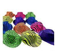 Novelty Place Estrellas de la Fiesta Sombreros Plásticos de Neón para Fiesta Estampado Animal Color para Niños, Adolescentes y Adultos (Paquete de 24)