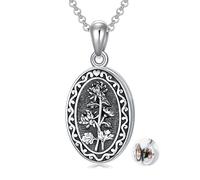 November Birth Flower Photo Locket Necklace 925 Sterling Silver 12 Month Locket Necklace with Picture Birth Flower Photo Jewelry Gifts for Women Mother Mom Daughter