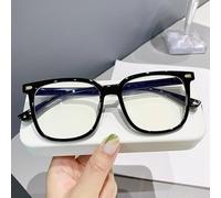 NOVESIXTDAT Gafas de Lectura cuadradas Grandes contra la luz Azul Gafas presbiópicas Lectores de computadora Visión Clara Espejo de luz Plana (Color : Sand-Black, Size : +350)