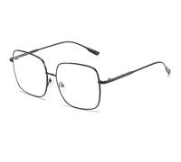 NOVESIXTDAT Gafas de lectura de gran tamaño de moda for mujeres y hombres, lectores de computadora con marco de Metal completo, anteojos grandes antiluz azul/reflejos (Color : Black, Size : +200)