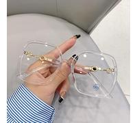 NOVESIXTDAT Gafas de Lectura de Gran tamaño for Mujer, Espejo Extragrande con luz Plana, Lector de Bloqueo de luz Azul Cuadrado, Gafas antideslumbrantes (Color : Clear, Size : +0.50)