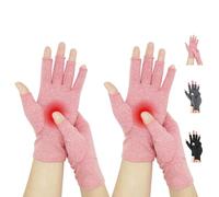 Novetec Guantes Artritis Sin Dedos Compresión Hombre Mujer Soporte Manos Alivio Artritis Reumatoide Osteoartritis Síndrome Raynaud Transpirables Lavables Máquina Escribir Conducir Trabajo 2 Par