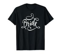 Novia Blanca Fancy Script Boda Despedida de Soltera (diseño de Espalda) Camiseta gráfica económica
