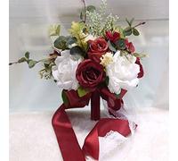 Novia con flores, decoración de boda, ramo de flores artificiales, flores artificiales, decoración del hogar, flores artificiales, ramo de rosas, ramo de novia, ramo de novia, rosa de seda, flores hec
