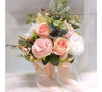 Novia con flores, decoración de boda, ramo de flores artificiales, flores artificiales, decoración del hogar, flores artificiales, ramo de rosas, ramo de novia, ramo de novia, rosa de seda, flores hec