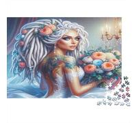 Novia con Tatuajes Puzzle 1000 Piezas Papel Reciclado para Adultos Puzzle para Adultos Imposible difícil desafiante Juego Educativo para descompresión 52x38cm/1000pcs